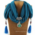 Fashion Women's Elegant Charm Tassels Rhinestone Decorated Jewelry Pendant Necklace Scarf with Various Colors